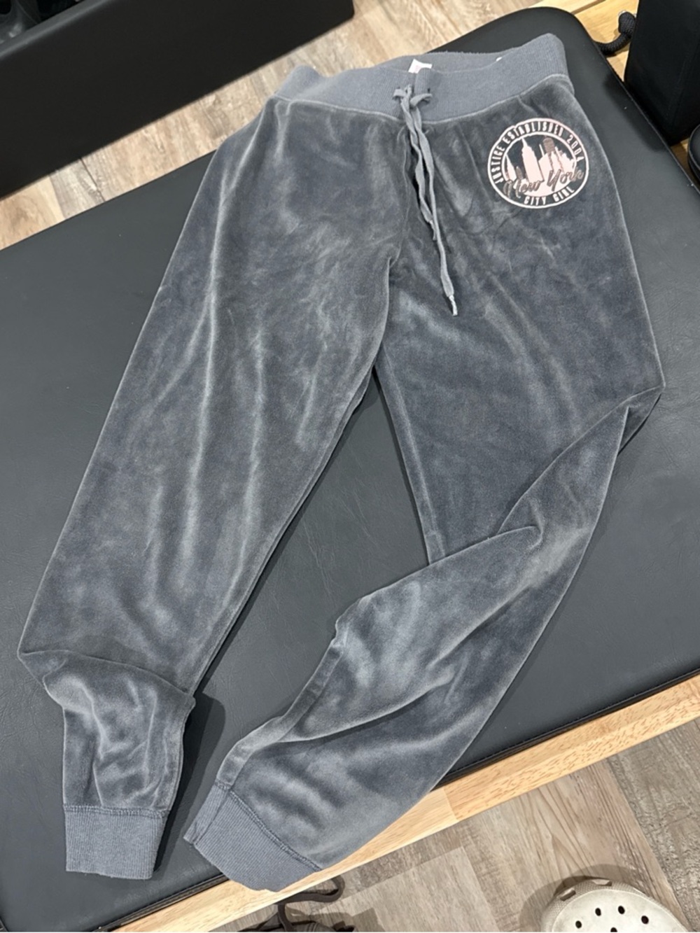 Justice Gray Velour Jogger Sweatpants